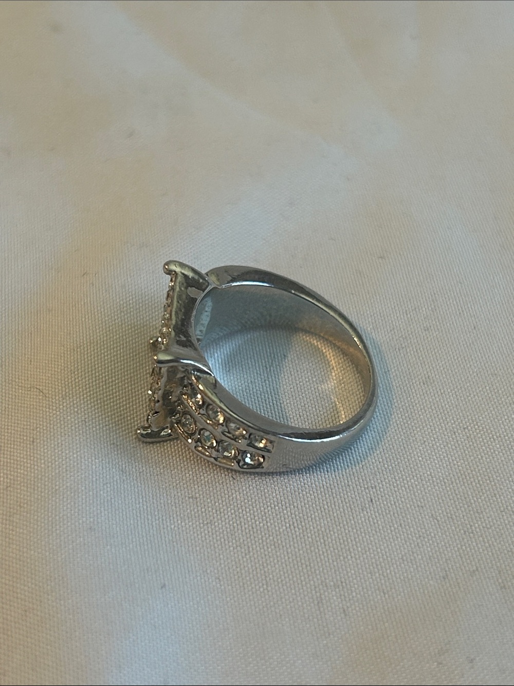 Silver-Tone Pave Crystal Statement Ring - Silver - Picture 2 of 6